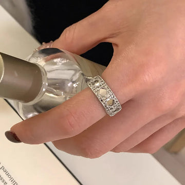DAIIIBABYYY  -  Silver Color Hollow Smooth Rings For Women Couples New Trendy Personality Creative Design Party Jewelry Gifts Wholesale